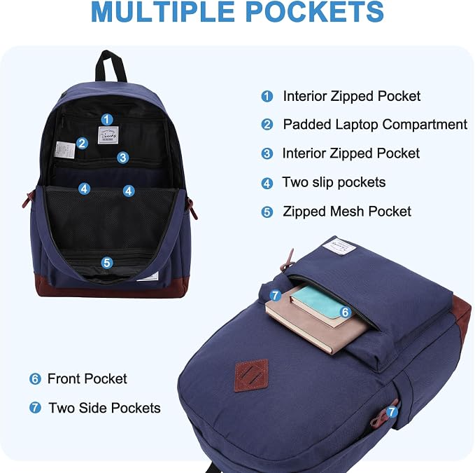 Backpack for Men Women, VASCHY Classic Water-resistant Lightweight Travel - Image 3