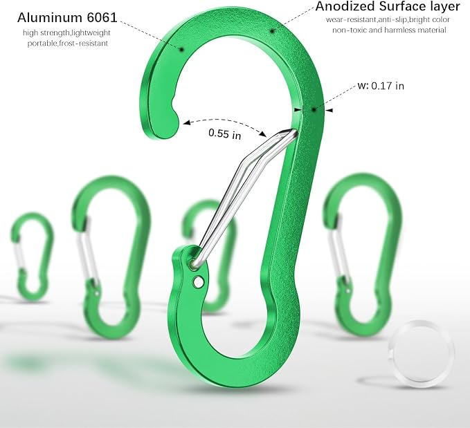 sprookber 2" Small Carabiner Clip, D Ring Caribeener, Spring Snap Hook - Image 4