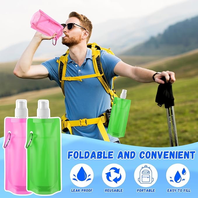 Teenyyou 24 Pack Collapsible Water Bottles Bulk 16oz Foldable Water Bottles - Image 4