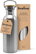 Bambaw Stainless Steel Single Wall Water Bottle, 24 oz, 750 ml, Dishwasher Safe by Bambaw