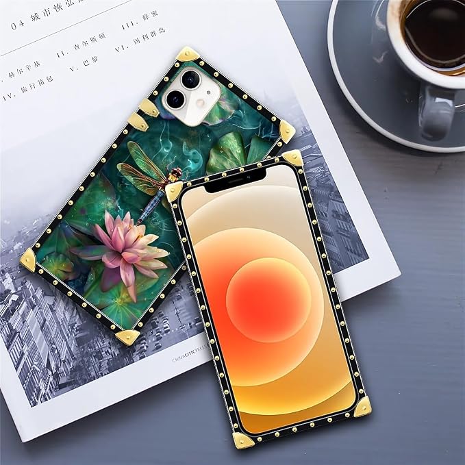 Compatible with iPhone 11 Case, Colourful Dragonfly Pink Lily Pads Luxury - Image 6