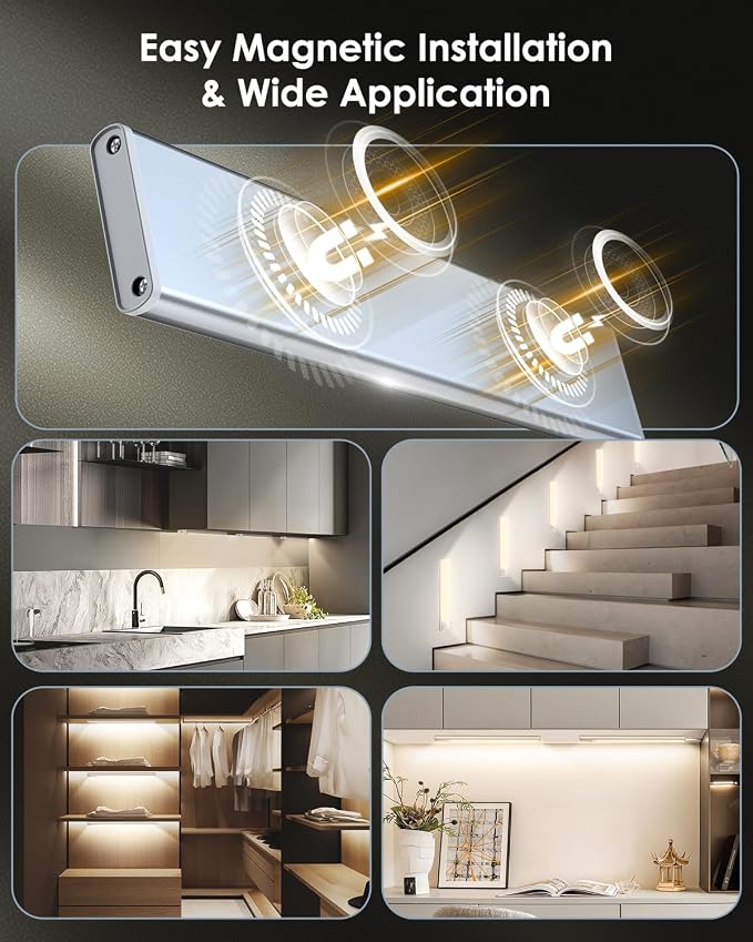 VerRon 10in Under Cabinet Lighting, Upgraded 2200mAh Rechargeable Under Cabinet - Image 6