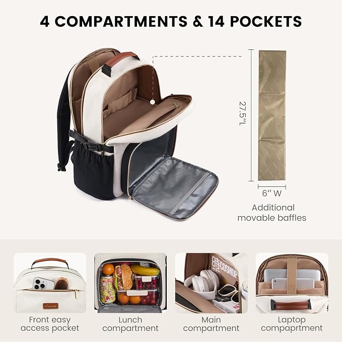 LOVEVOOK Lunch Backpack with Lunch Compartment, 15.6 Inch Laptop Work Travel - Image 4