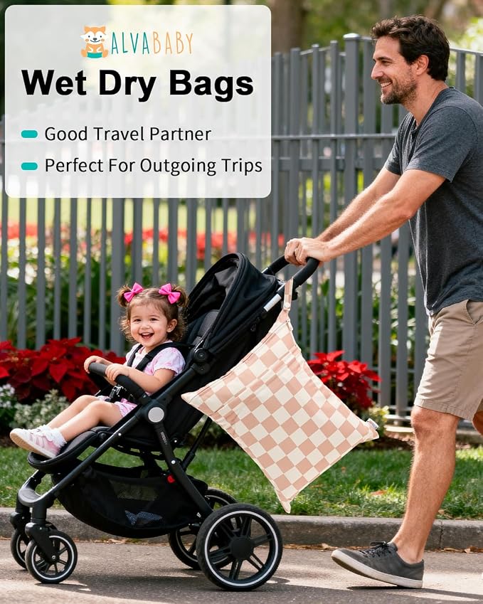 ALVABABY 3 pcs Cloth Diaper Wet Dry Bags Waterproof Reusable - Image 8