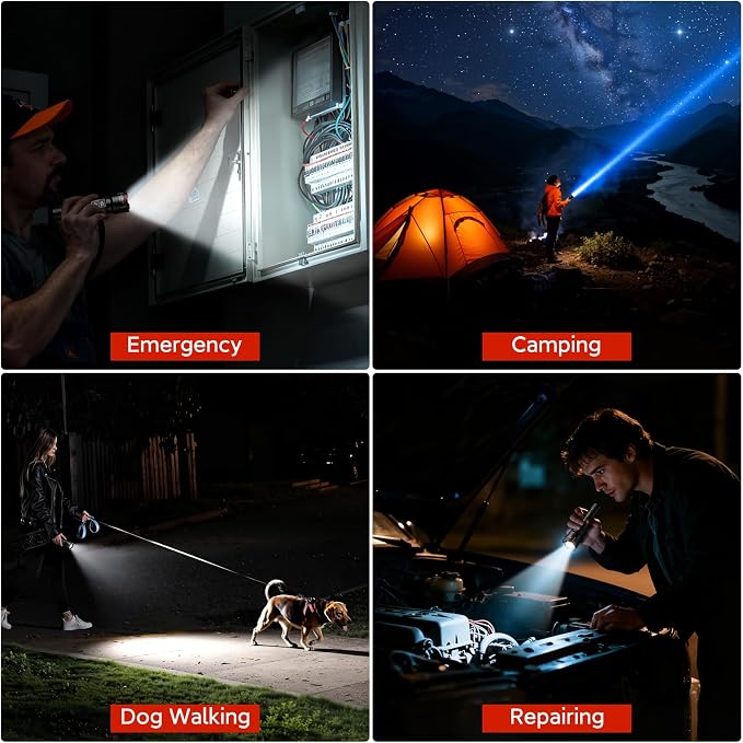 RECHOO Rechargeable Flashlights 2 Pack, Super Bright High Lumens LED Flashlight - Image 8