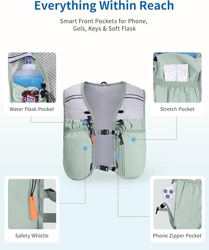 ECOHUB Running Hydration Vest Backpack, Lightweight Hydration Pack Bag Daypack - Image 4