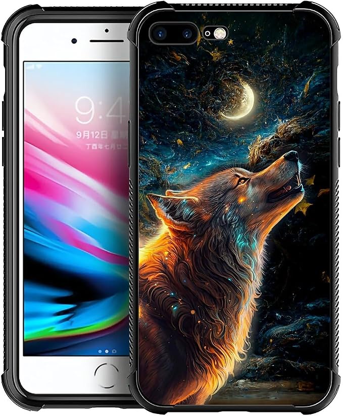 for iPhone 7/8 Case, Star Cave Hungry Wolf Pattern Graphic Design Girl Boy Soft by FKBRCL4U