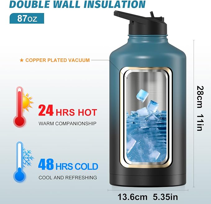 87oz Insulated Water Bottle, BPA Free&Leak Proof, 1.5 Gallon Stainless Steel - Image 3