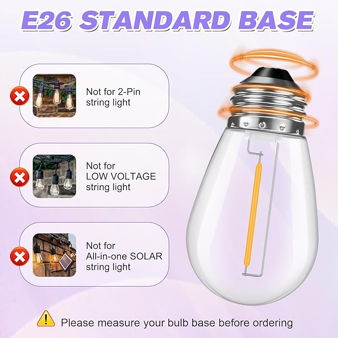 GvvooHome 28 Pack S14 Bulbs for Outdoor String Lights, Shatterproof LED - Image 2