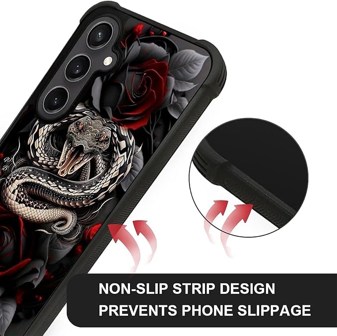 for Samsung Galaxy S23 FE Case, Entwined Rose Snake Pattern Graphic Design Girl - Image 5
