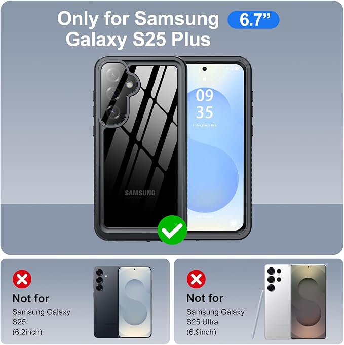 ANTSHARE IP68 Waterproof Case for Samsung Galaxy S25 Plus, Built-in Screen/Lens - Image 2