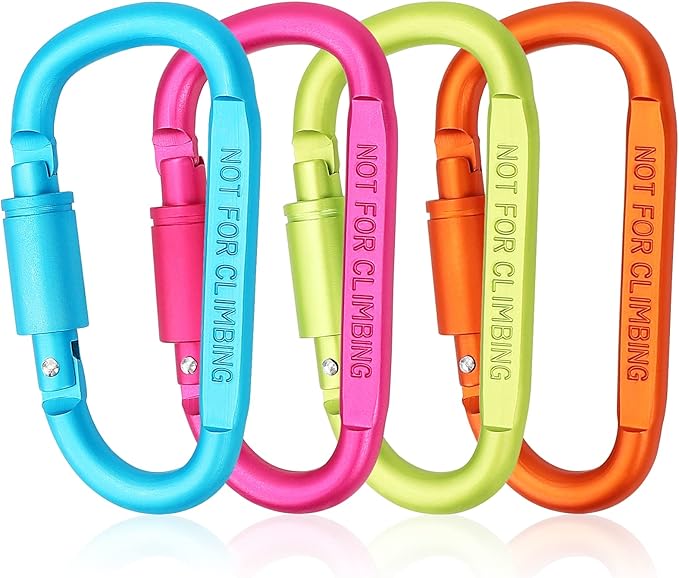 Craebuer 4 Pack Carabiner Clip, 3 inch Aluminum D-Ring Shape Locking Carabiners by Craebuer