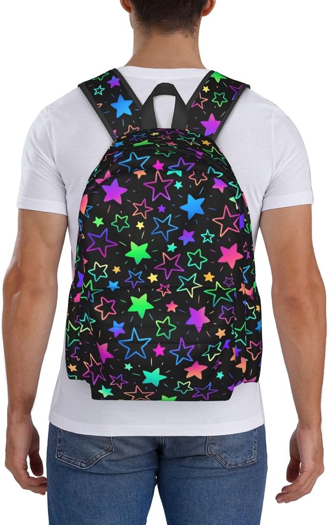 cfpolar 17 Inch Backpack Bright Neon Stars Laptop Bag Shoulder Bag School - Image 7