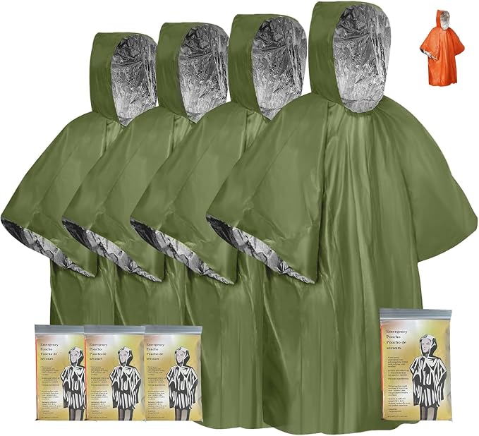 Emergency Survival Poncho Thermal Mylar Foil Coating Blanket by AGKG123