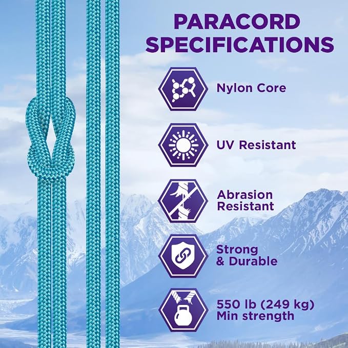 TECEUM Reflective Paracord Rope 1000 – 1000ft/200ft/100ft/50ft – 40+ Colors – - Image 3