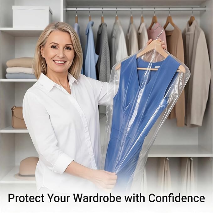 10 Pack Dry Cleaner Bags Plastic Clear, 23.6 x 71In Plastic Garment Bags - Image 4