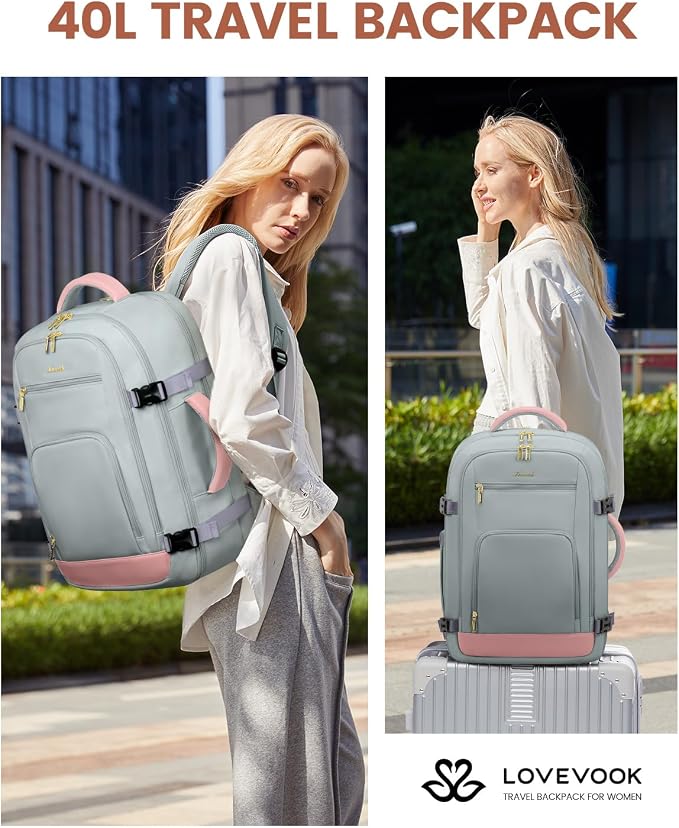 LOVEVOOK 50L Travel Backpack for Women Flight Approved, Carry on Backpack for - Image 9