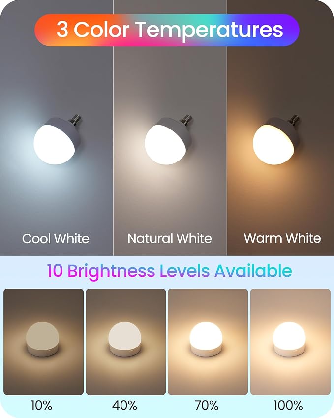 Rechargeable Light Bulbs with Remote Control, 4 Packs E12 Battery Operated - Image 6