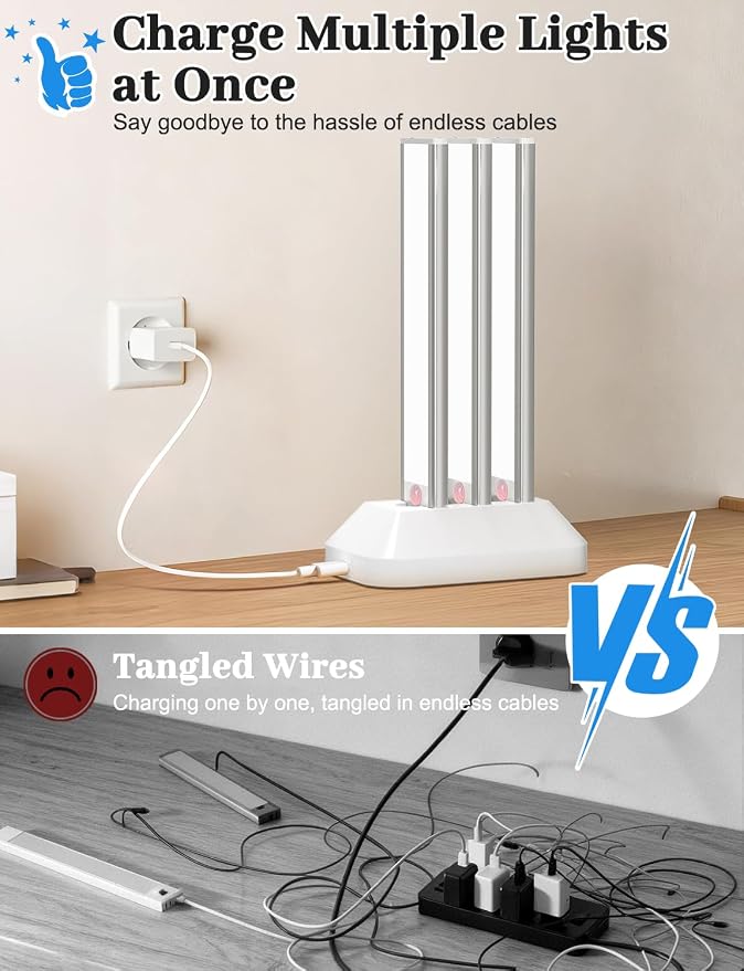 Under Cabinet Lighting with Charging Station, 2200mAh Rechargeable Motion - Image 4