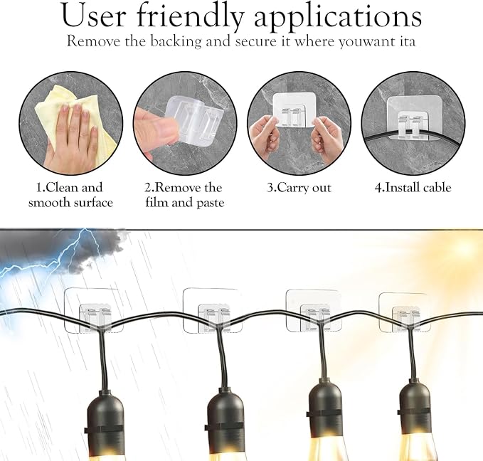Hooks for Outdoor String Lights Clips: Heavy Duty Cable Clips - Image 6