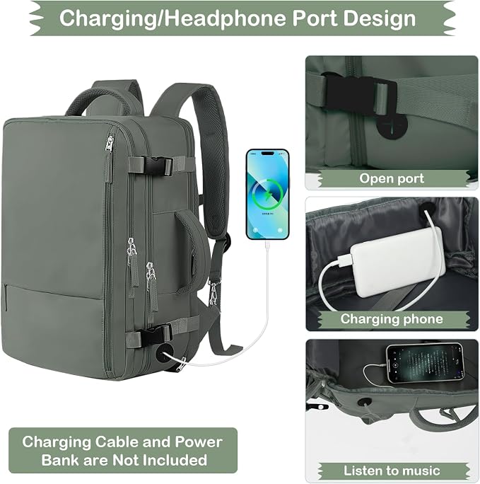 Hanples Travel Backpack as Personal Item Travel bag Flight Approved, 35L Carry - Image 8