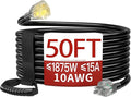 50 FT 10 Gauge Extension Cord Outdoor, Heavy Duty Weatherproof & Flame by Skrizcable