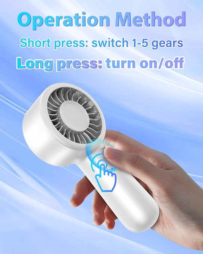 Portable Handheld Fan Personal Small Turbo Hand Fan Powerful, USB Rechargeable - Image 4