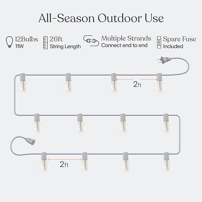 Brightech Ambience Pro LED String Lights - 26 Ft Commercial Grade Patio Lights - Image 5