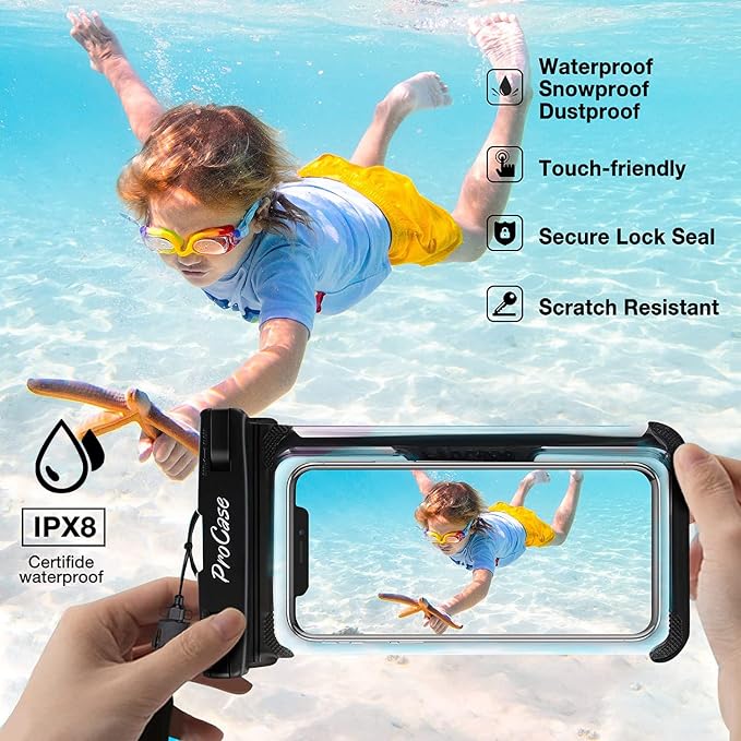 ProCase 2 Pack Waterproof Phone Pouch, Underwater Phone Case Up to 7", Dry Bag - Image 3
