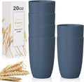 Wrova Wheat Straw Cups 6 PCS Good Alternative to Plastic Reusable Cups 20 oz by WROVA