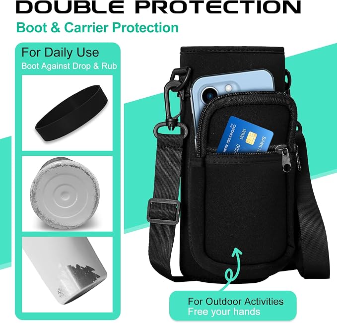 32 oz Water Bottles with Straw & Spout Lid, Paracord Handle & Strap, Double - Image 5