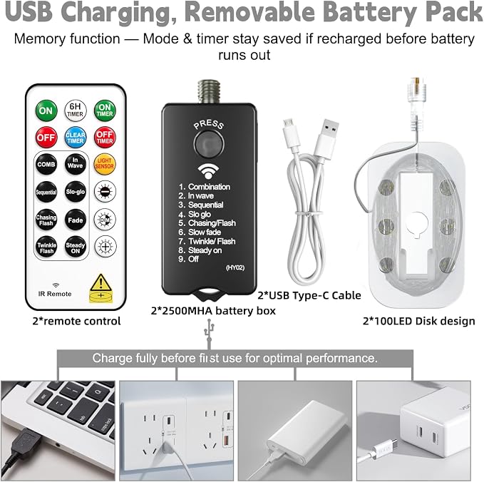 HXWEIYE Rechargeable Fairy Lights - Image 6