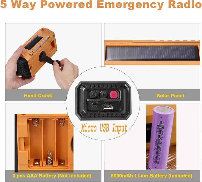 NOAA Weather Radio AM/FM/Shortwave, 5 Way Powered Emergency Radio - Image 5