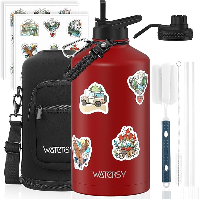 1 Gallon Water Bottle Insulated, BPA Free&Leak Proof, 128oz Stainless Steel by Watersy