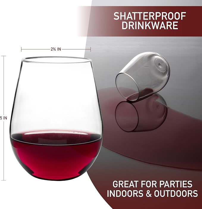 D'Eco Unbreakable Tritan Wine Glasses, 20 oz – Shatterproof, Crystal-Clear - Image 4