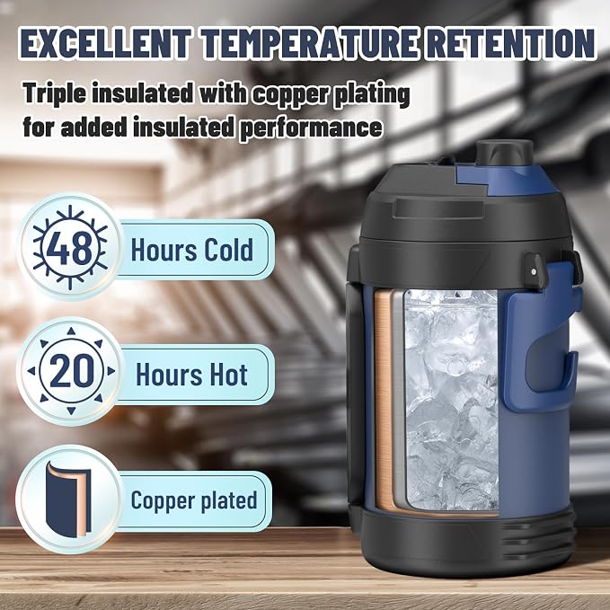 Zukro 1 Gallon Water Jug, One Gallon Large Triple Wall Insulated Metal Jug - Image 2