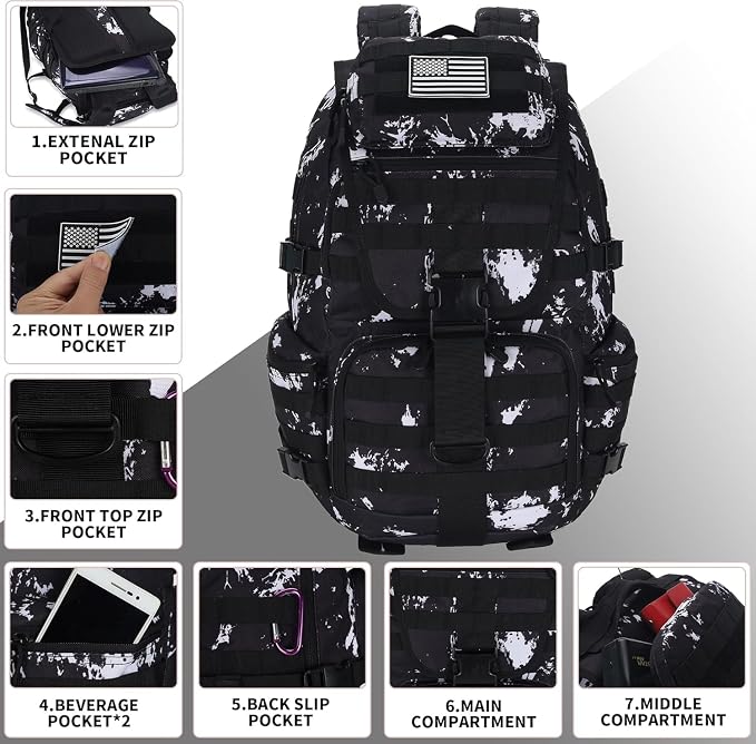 50L Military Tactical Backpack 3 Day Assault Pack Molle Daypack Hiking Backpack - Image 3