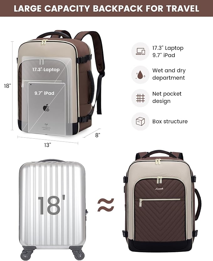 LOVEVOOK Large Travel Backpack for Women, TSA Carry on Backpack for Airplanes - Image 4