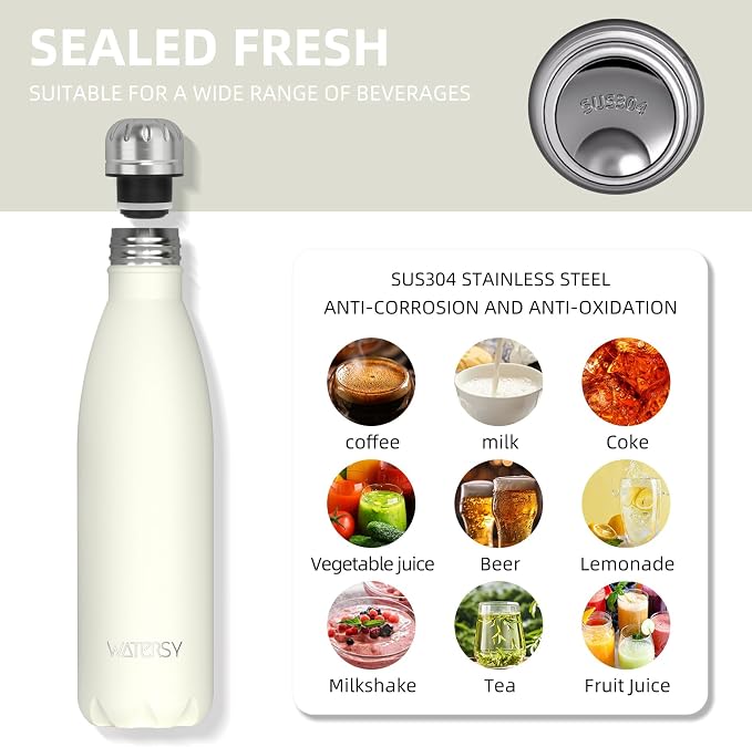 WATERSY Stainless Steel water bottles, 17oz/500ml Insulated Water Bottles - Image 8