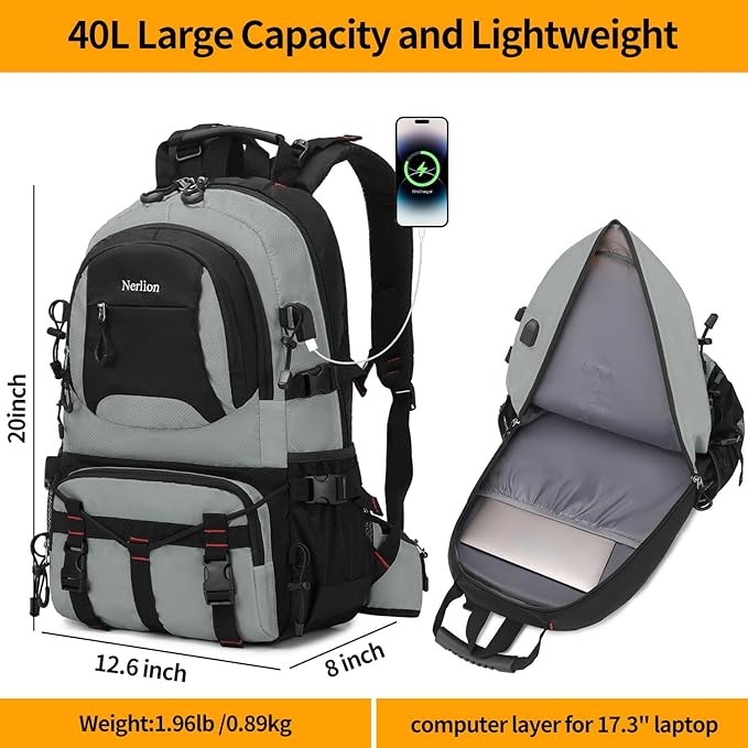 Nerlion 40L Hiking Backpack Travel Backpack - Image 5