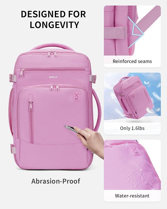 ECOHUB 17" Small Travel Backpack, United Airlines Personal Item Bag 17x10x9 - Image 6