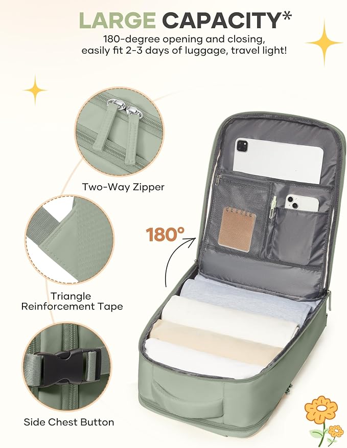 coofay Large Travel Backpack For Women Men Airline Approved Carry On Backpack - Image 4