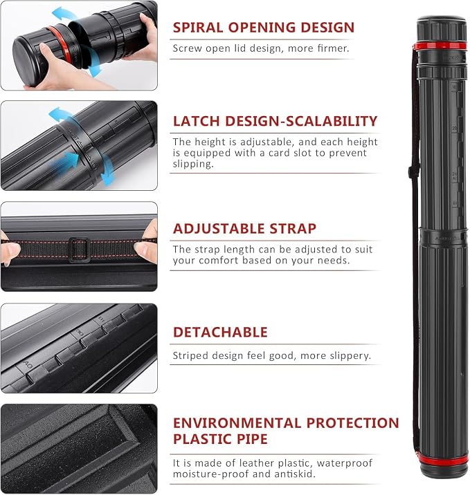 DEWEL Post Tube Expands from 30”to 51”, Waterproof Blueprint Holder Telescoping - Image 3