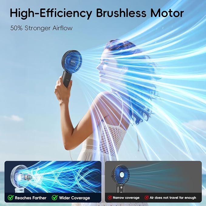 HandFan Upgraded 10, 000 mAh Quiet Handheld Fan - Image 3