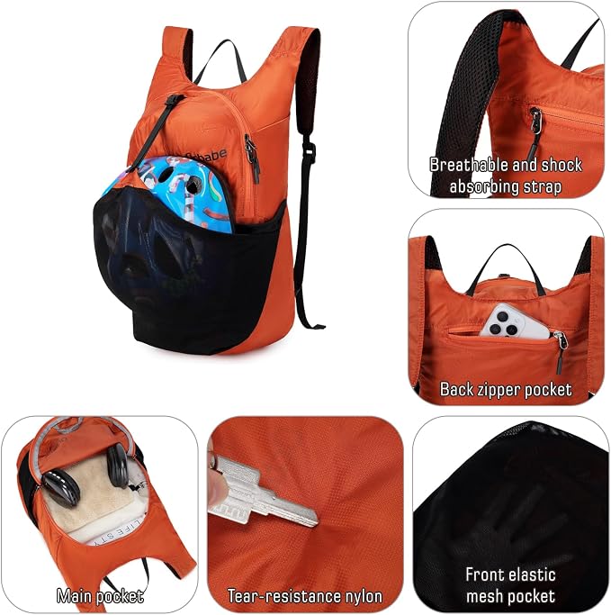 Ultra Lightweight Foldable Backpack, Water Resistant Small Packable Hiking - Image 3
