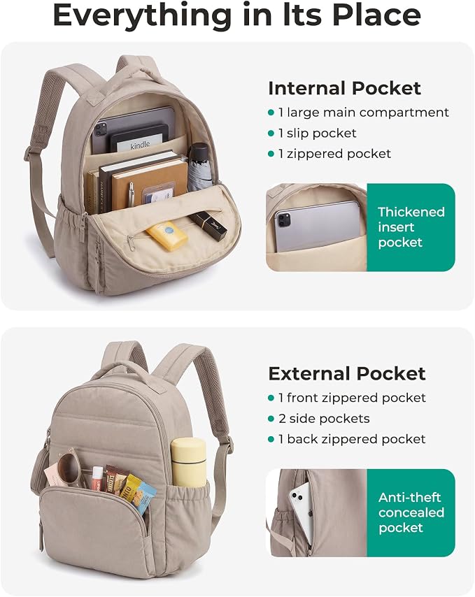 BAGSMART Small Backpacks for Women, Lightweight Puffer Mini Backpack Purse - Image 5