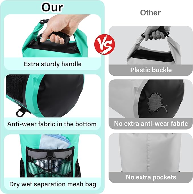 Pimoys Dry Bag, 25L Waterproof Backpack, Dry Bags Kayak - Image 4