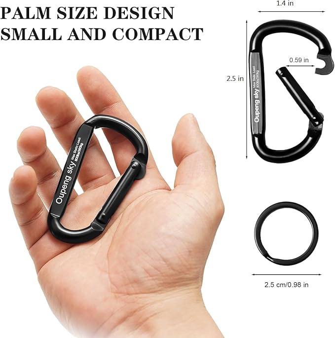 Carabiner Clip - Heavy Duty Carabiners 800lbs-13KN Carabeaner D Ring Shape - Image 2