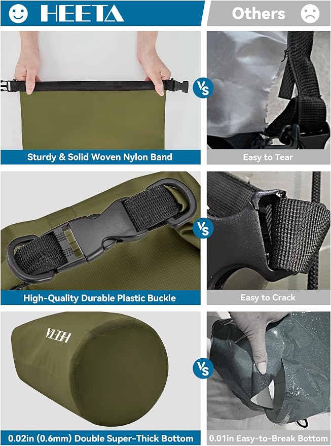HEETA Waterproof Dry Bag for Women Men, 5L/10L/20L/30L/40L Roll Top Lightweight - Image 6