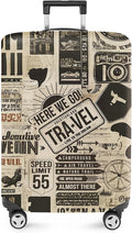 ANNA QUEEN Vintage Travel Collage Luggage Cover, Retro Suitcase Protector by ANNAQUEEN